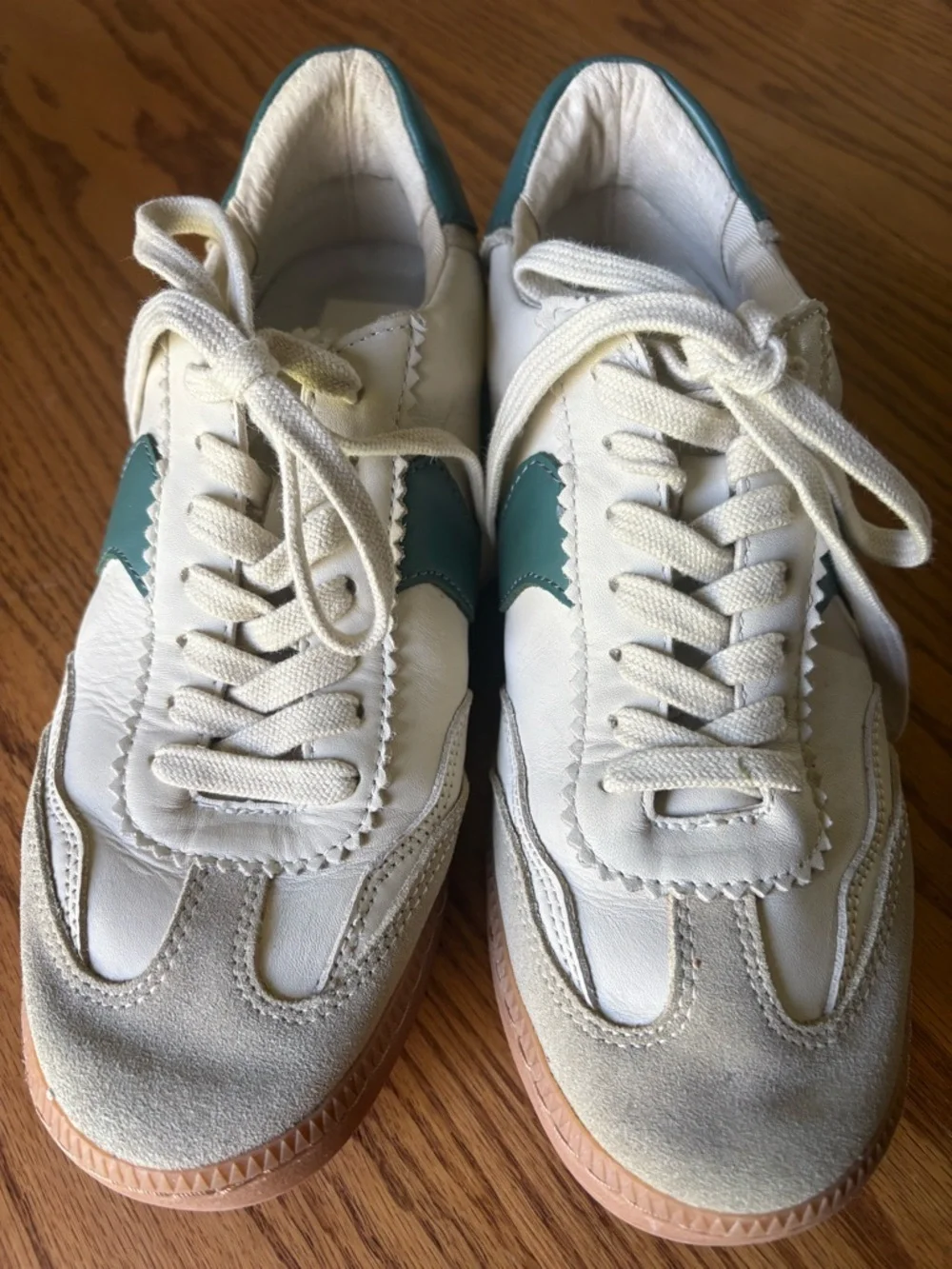 Dolce Vita Cream and Teal Low-Top Sneakers